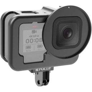 PULUZ is geschikt voor de GoPro Hero11 black/HERO10 black/HERO9 black dunne behuizing CNC aluminiumlegering beschermende korf met verzekeringsframe en 52 mm uv lens