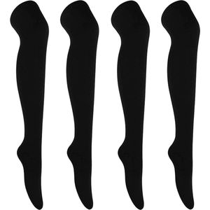 Overknee-sokken voor dames - Katoenen hoge kuitsokken - Zwart One size .