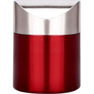 Tafel prullenbak - RVS - Metallic Rood - 17x12cm - afvalbakje aanrecht - Met deksel