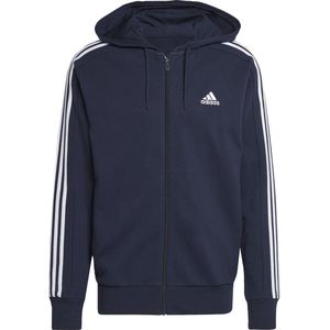 adidas Sportswear Essentials French Terry 3-Stripes Ritshoodie - Heren - Blauw- M