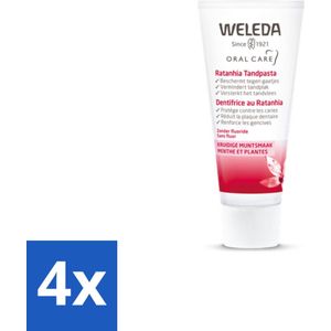 4 x WELEDA - Tandpasta - Ratanhia - 75 ml - Tandpasta - Tandvlees - Natuurlijke Tandpasta - Fluoridevrij - Ratanhia