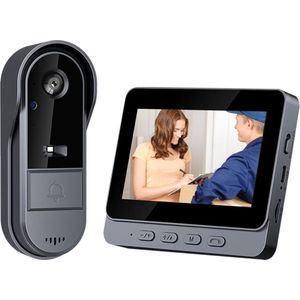Videodeurbel, 4,3-inch IPS-scherm, infrarood nachtzicht, 2-weg spraakintercom, draadloze 2.4G Bluetooth 170° groothoeklens, 1080P waterdicht