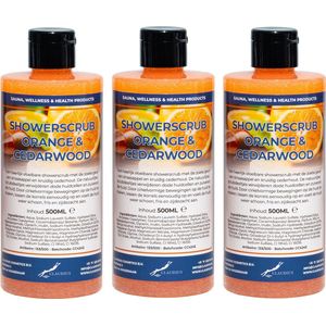 Showerscrub Sweet Orange & Cedarwood 500 ml - set van 3 stuks - verfrissende scrubgel - exfoliërende bodyscrub