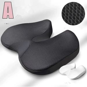 Fytura -Orthopedisch Zitkussen – Antislip Traagschuim Prostaatkussen – Coccyx/Staartbeen & Ischias Rugpijn Verlichting – Ergonomisch Memory Foam – Autostoel & Bureaustoel – 100% Polyester – Ademend & Comfortabel - Zwart