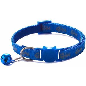 Grannies - kattenhalsband Snoppe - kattenbandje met bel - halsband kat of hond - belletje - reflecterend - veiligheidssluiting - visgraat - blauw