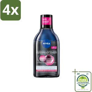 NIVEA – Micellair Reinigingswater – Waterproof Expert – 400 ml - Voordeelverpakking - 4 stuks - Reiniging make-up - Make-up verwijderen