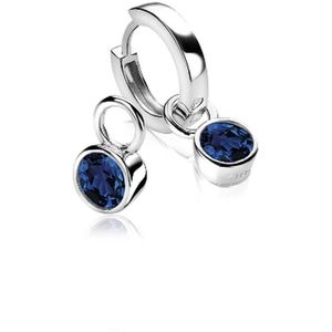 ZINZI zilveren oorbedels 7mm rond donkerblauw ZICH1486DB (zonder oorringen)