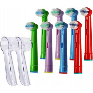 8x Kinder Opzetborstels Vervanging voor Oral-B + 2x Beschermkapjes