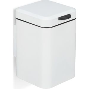 Relaxdays badkamer prullenbak hangend - afvalemmer softclose - 6 l - wit afvalbakje toilet