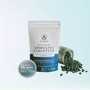 Aligma Biologische Spirulina Tabletten: 500 stuks - 500 mg per tablet - hét voedingssupplement vol essentiële voedingsstoffen.