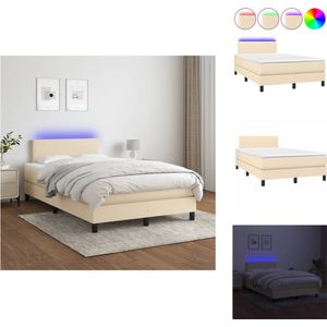 vidaXL Boxspring Bed - LED-verlichting - 120x200 cm - Crème - Bed