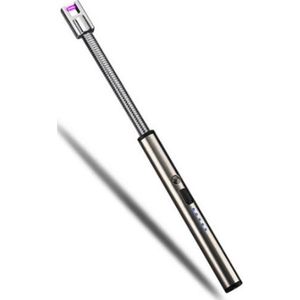 Lange elektrische aansteker met usb kabel | USB-oplaadbaar | plasma-aansteker | winddicht | vlamloze elektrische aansteker voor keuken, kaars, bbq of openhaard - silver