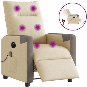 vidaXL - Massagestoel - Crèmekleurig - Stof - Elektrisch Verstelbaar