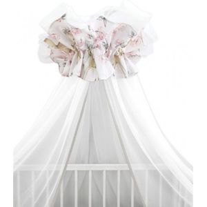 Babybam Hemeltje Tule Wit Hertje Roze - Bedhemel - Baby Klamboe - Baby Sluier voor Ledikanten en Wieg - 100% Katoen