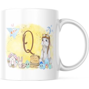 Paas Mok Q piloot konijn pasen | Paas cadeau | Pasen | Paasdecoratie | Pasen Decoratie | Grappige Cadeaus | Koffiemok | Koffiebeker | Theemok | Theebeker