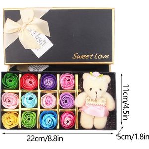 Romantische zeeprozen set - Inclusief teddybeer - Valentijnsgeschenk - Voor haar - Voor verjaardag - Romantisch cadeau - Schattig en stijlvol