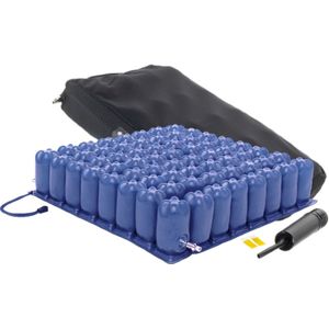 Anti-decubitus lucht zitkussen met 2 ventielen, 46 x 40 cm - 10 cm hoog - Met ademende hoes en handpomp - Zitkussen