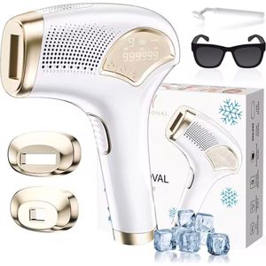 Nawy® IPL Laser Ontharingsapparaat - Laser Ontharing - Pijnloos Ontharen met Ice Cooling - Permanente Ontharing voor alle Lichaamsdelen - voor Mannen en Vrouwen - 999.999 Flitsen - Inclusief Beschermbril en Scheermes - Epileerapparaat Dames