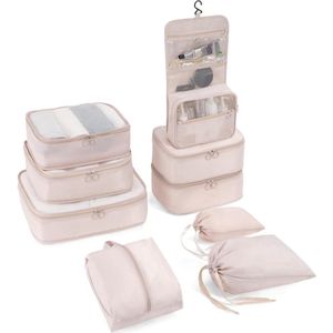 9 stuks verpakkingskubussen voor koffers - waterdichte opbergzakken - reisbenodigdheden-tas met kabelorganisator Packing Cubes Backpack