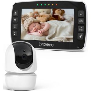 Lovinoo Babyfoon - Babyfoon met Camera – Baby Monitor - Hondencamera - Huisdiercamera - Op Afstand Bestuurbaar - Uitbreidbaar Tot 4 Camera's - Temperatuursensor - Terugspreekfunctie - Video & Audio – Baby Camera - 4.3 Inch Scherm
