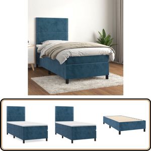 vidaXL Boxspring Fluweel Donkerblauw 100x200 cm Boxspringbed - Fluweel - Boxspring - Tweepersoonsbed - Donkere Kleuren