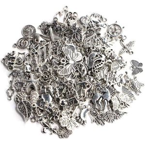300 stuks Tibetaanse gladde zilverkleurige hangers voor sieraden - knutselwerk, accessoires, halskettingen, oorbellen .