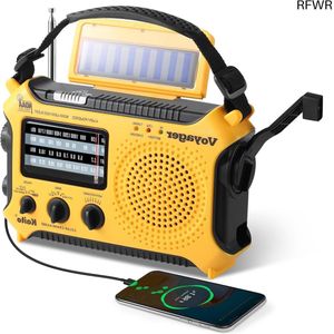 RFWR® Draagbare 5-weg Noodradio met Zonne-energie, Dynamo, en Oplader voor Mobiele Telefoons