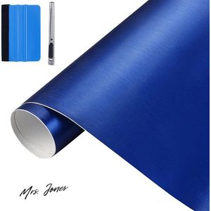 Mrs. Jones 30 cm x 150 cm Blauw Geborsteld rvs Metallic Vinyl Wrap Film-Matte-Geborsteld Chrome Auto Wrapping Folie Sticker Sheet-Voor Motor Laptop Meubels .