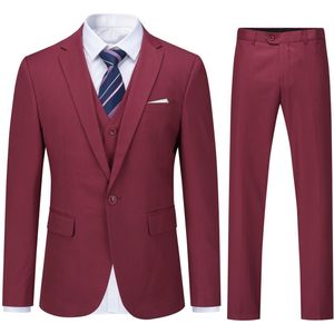 Allthemen Heren Driedelig Pak met Steekkraag - Inclusief Zakdoek - XS