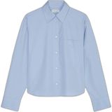 Marc O'Polo - Cropped Blouse - Blauw - Lange Mouwen - 100% Katoen