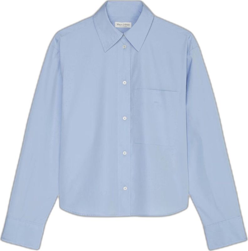 Marc O'Polo - Cropped Blouse - Blauw - Lange Mouwen - 100% Katoen
