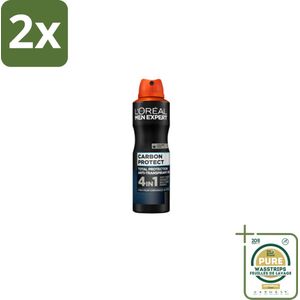 L'Oréal Men Expert Deodorant Spray Carbon Protect 150 ml - Voordeelverpakking - 2 stuks - Deodorant - Anti-geur
