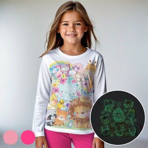Dierentuin Vrienden - Glow-in-the-dark pyjama - roze - maat 92-98 - 2 jaar - 100% katoen