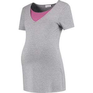 Mamsy Comfortabele Zwangerschaps Homewear Shirt Grey/Stripe (xs)
