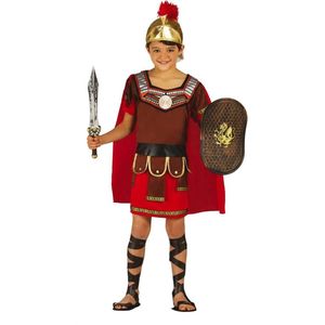 Guirca - Strijder (Oudheid) Kostuum - Centurion Uit Het Romeinse Rijk - Jongen - Rood, Bruin - 3 - 4 jaar - Carnavalskleding - Verkleedkleding