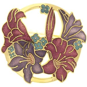 Behave® Broche met bloem surfinia paars - emaille sierspeld - sjaalspeldBehave - broche bloem surfinia paars emaille - botanisch chic 4 cm