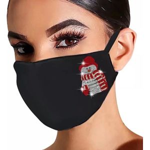 Mondkapje Sneeuwpop met steentjes wasbaar