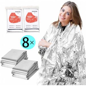 Meedeer (8 Stuks)Zilver Reddingsdeken-Mylar dekens-Nooddeken-Thermische overlevingsdekens-210*160cm-Aluminium-Waterdicht-Thermodeken-Voor outdoor-Wandelen-marathon