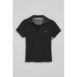 Zwarte polo ""Pedraza"" zonder knopen met rubberen Polo Club-logo