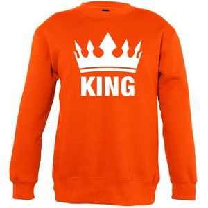 Oranje Koningsdag King sweater kinderen 12-13 jaar (152/164)