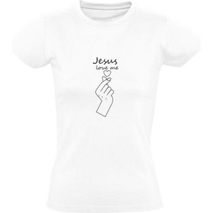 Jesus Love Me | Dames T-shirt | Wit | Jezus houdt van mij | Messias | Christen | Christendom | Evangelie | Nieuwe Testament | God