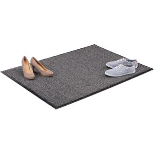 Relaxdays schoonloopmat grijs - deurmat binnen - droogloopmat - voetmat - extra dun - 90x120cm