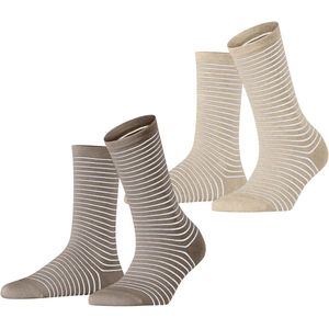 Esprit Fine Line 2-Pack gedessineerd katoen multipack sokken dames veelkleurig - maat 39-42