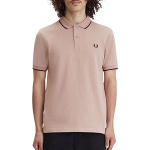 Fred Perry M3600 polo twin tipped shirt - pique - Darkpink / Dusty rose / Black - Maat: M
