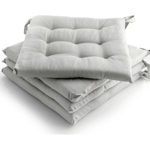 etérea Basic Zitkussen Stoelkussen - Seat Cushion 4 Stuk - 40x40 cm - Grijs