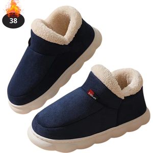 Livano Warme Pantoffels - Sloffen - Slippers - Dames - Heren - Pluche - Maat 38 - Marineblauw