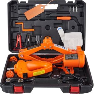 Draagbare Autokrik - Complete set - Elektrisch en Handmatig auto krik - Schaarkrik - Assteunen - Garage krik - 17-42mm - Oranje