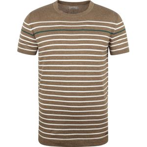 Dstrezzed - T-shirt Contrast Strepen Bruin - Heren - Maat XL - Modern-fit