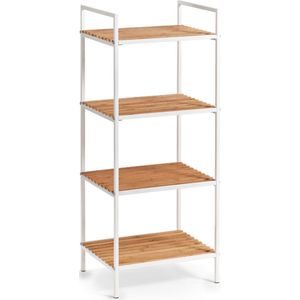 Zeller Badkamerkastje - 4 planken - wit - hout - 39 x 95 cm