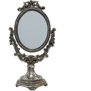 Staande Spiegel 16*11*29 cm Bruin, Zilverkleurig Polyresin, Glas Tafel Spiegel